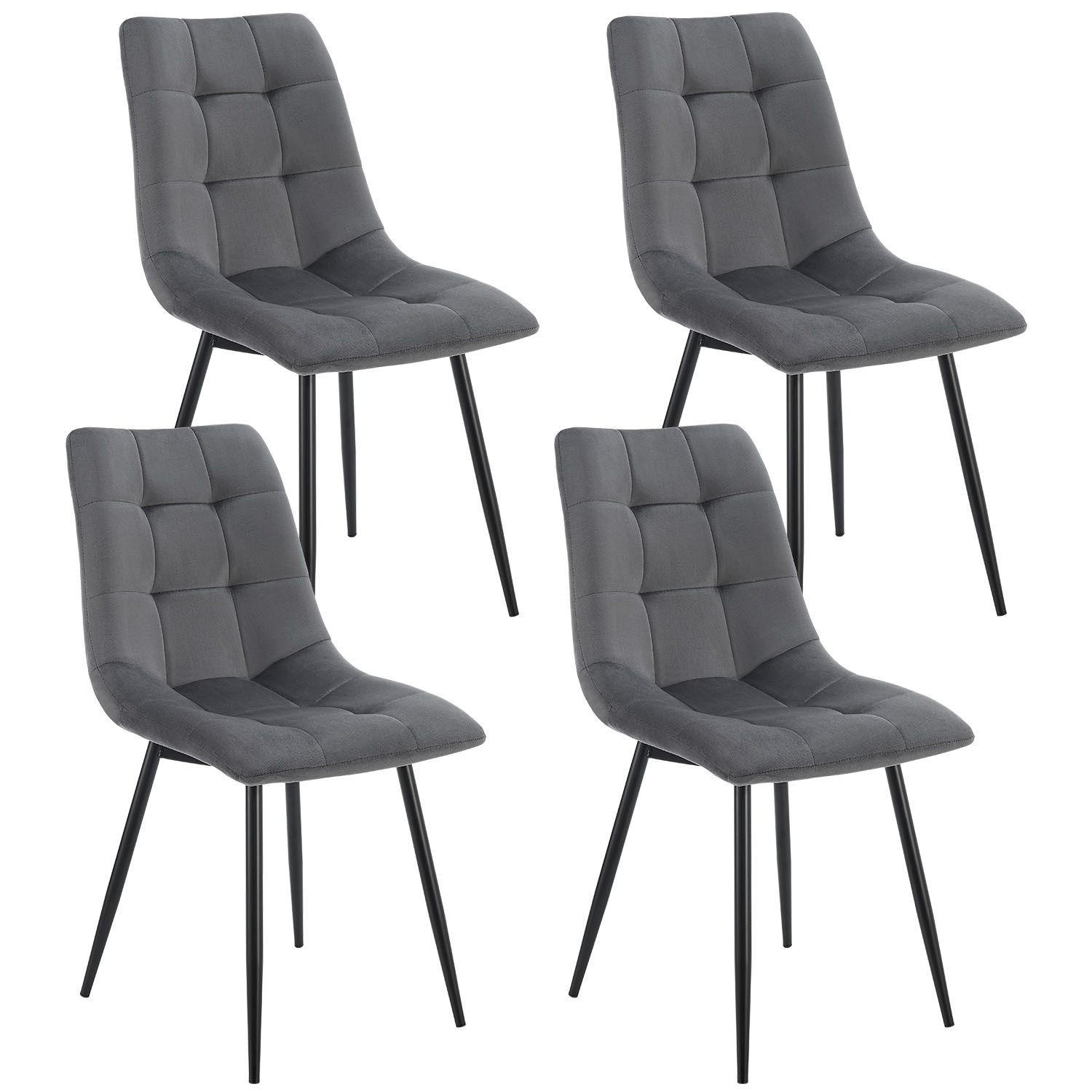 ESSZIMMERSTUHL Blanca Samt dunkelgrau (4er-Set) - Dunkelgrau, Textil (46/90/61cm) - Juskys