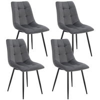 ESSZIMMERSTUHL Blanca Samt dunkelgrau (4er-Set) - Dunkelgrau, Textil (46/90/61cm) - Juskys