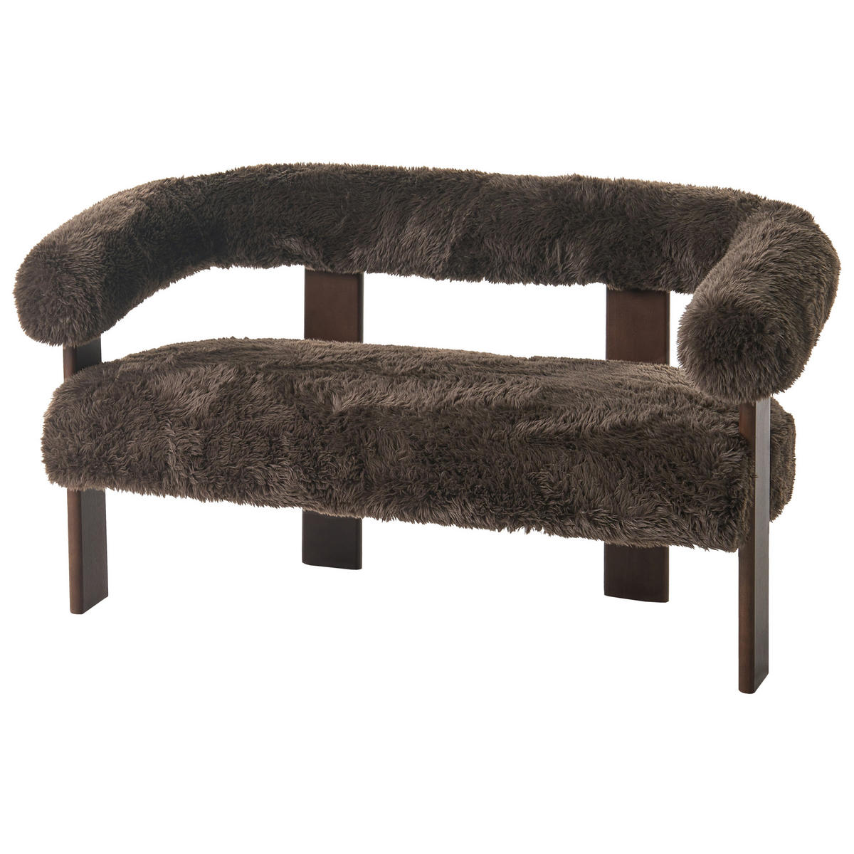 2-SITZER-SOFA Webpelz Dunkelbraun Ilbro - Dunkelbraun, Textil (138/76/68cm) - Beliani