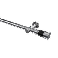GARDINENSTANGEN-SET Platon Tanara 200 cm, 1-läufig (ohne Ringe), 20 mm Ø Chrom - Chromfarben/Schwarz, Metall (200cm) - INTERDECO