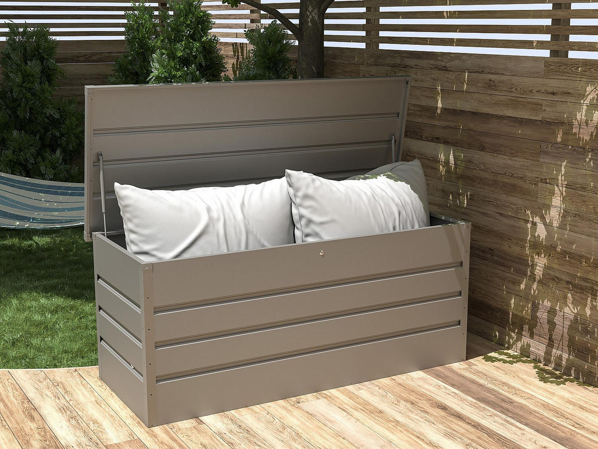 AUFBEWAHRUNGSBOX für den Garten aus grauem verzinktem Stahl - 750 l - TOMASO - Grau, Metall (174/72/73cm) - Vente-Unique