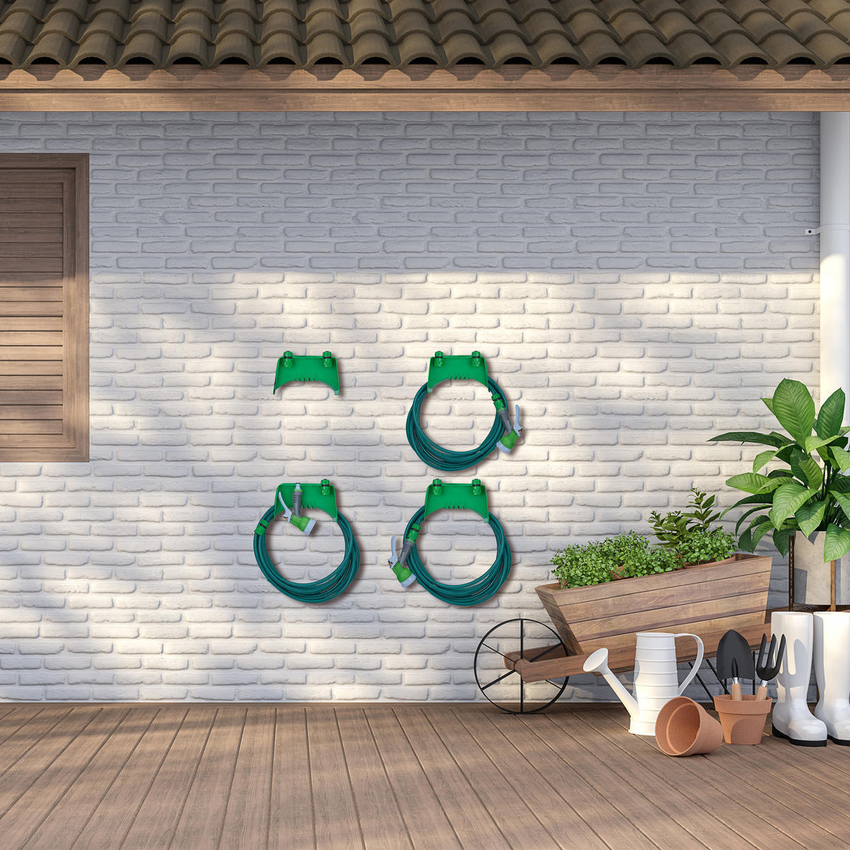 4XSCHLAUCHHALTER - Grün, Kunststoff (23.5/14.5/16cm) - Relaxdays