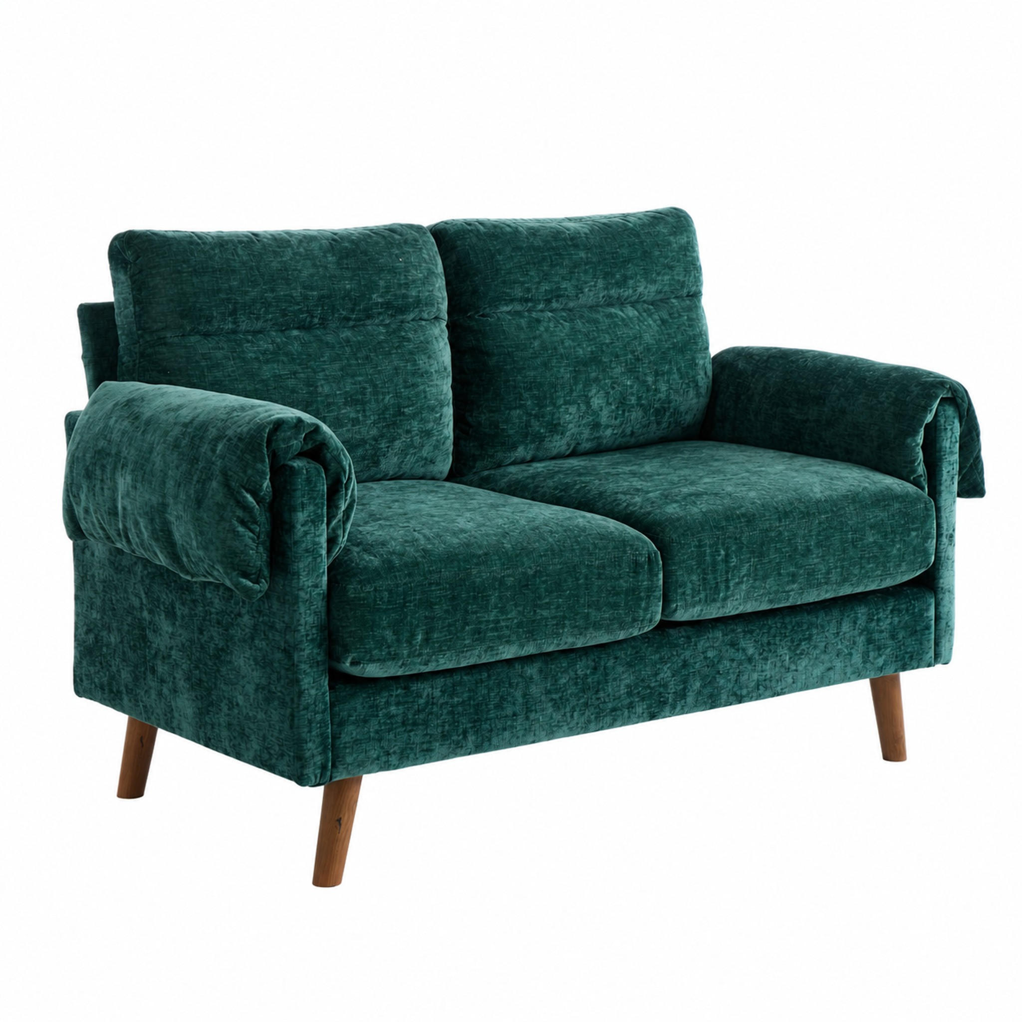 ZWEISITZER-COUCH 2-Sitzer Chenille Grün - Grün, Holzwerkstoff (70/85/124cm) - Meubliv