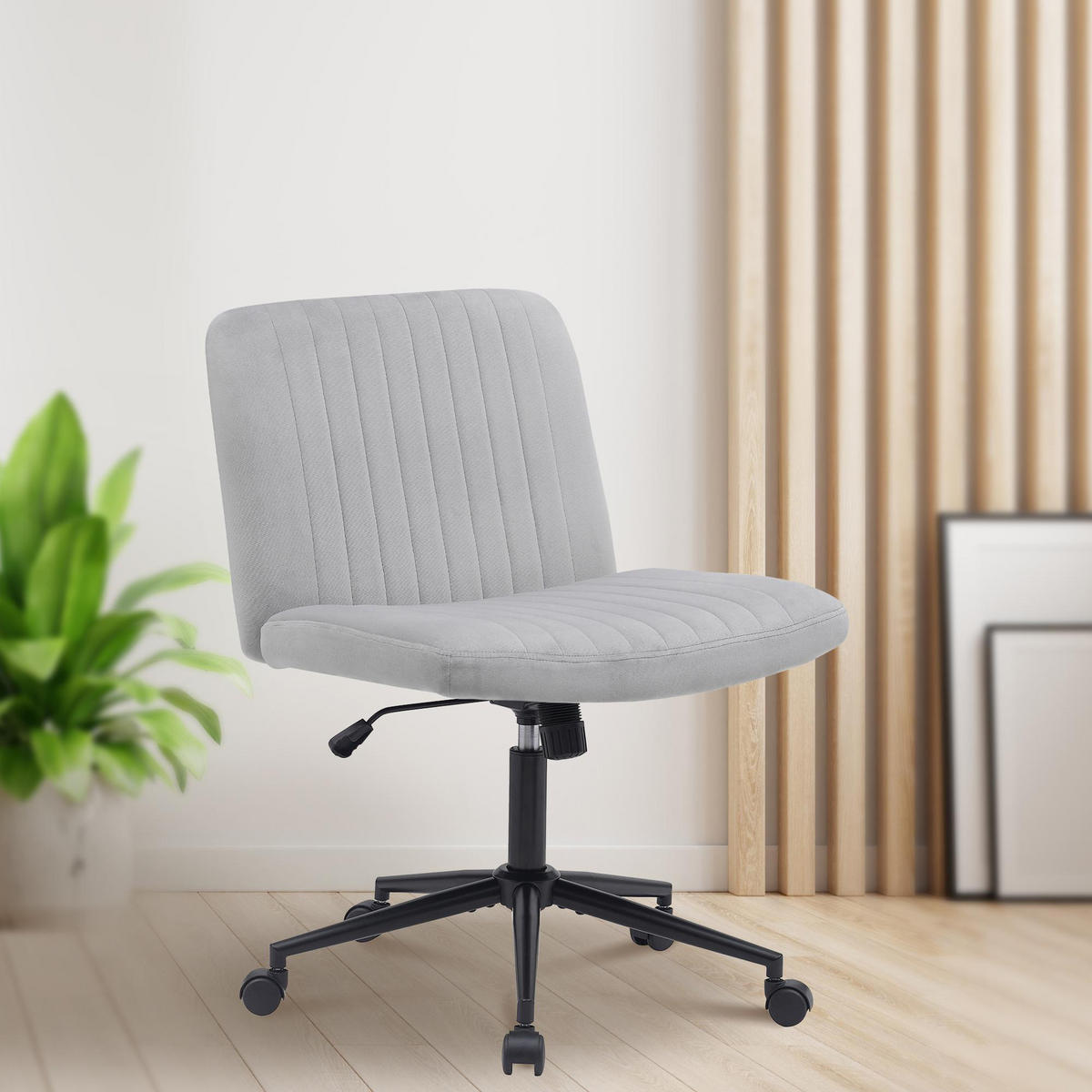 BÜROSTUHL Lynox Samt hellgrau - Hellgrau/Schwarz, Metall (62/98/65cm) - TPFLiving
