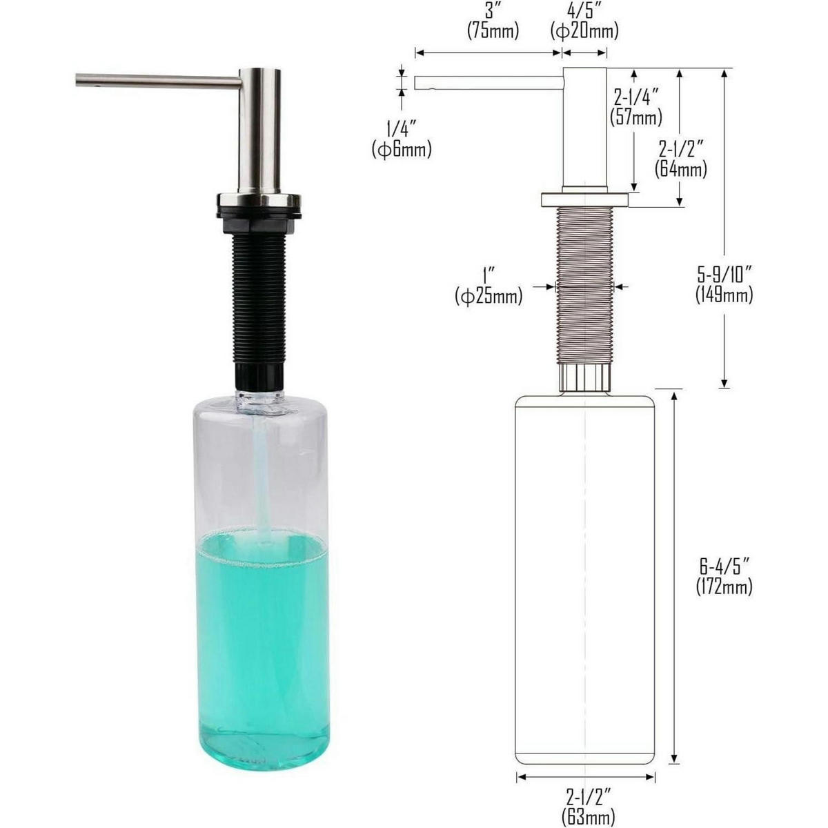 SPÜLMITTELSPENDER AK1052 Edelstahl gebürstet 500 ml - Silberfarben, Metall (11.8/7/21.2cm)