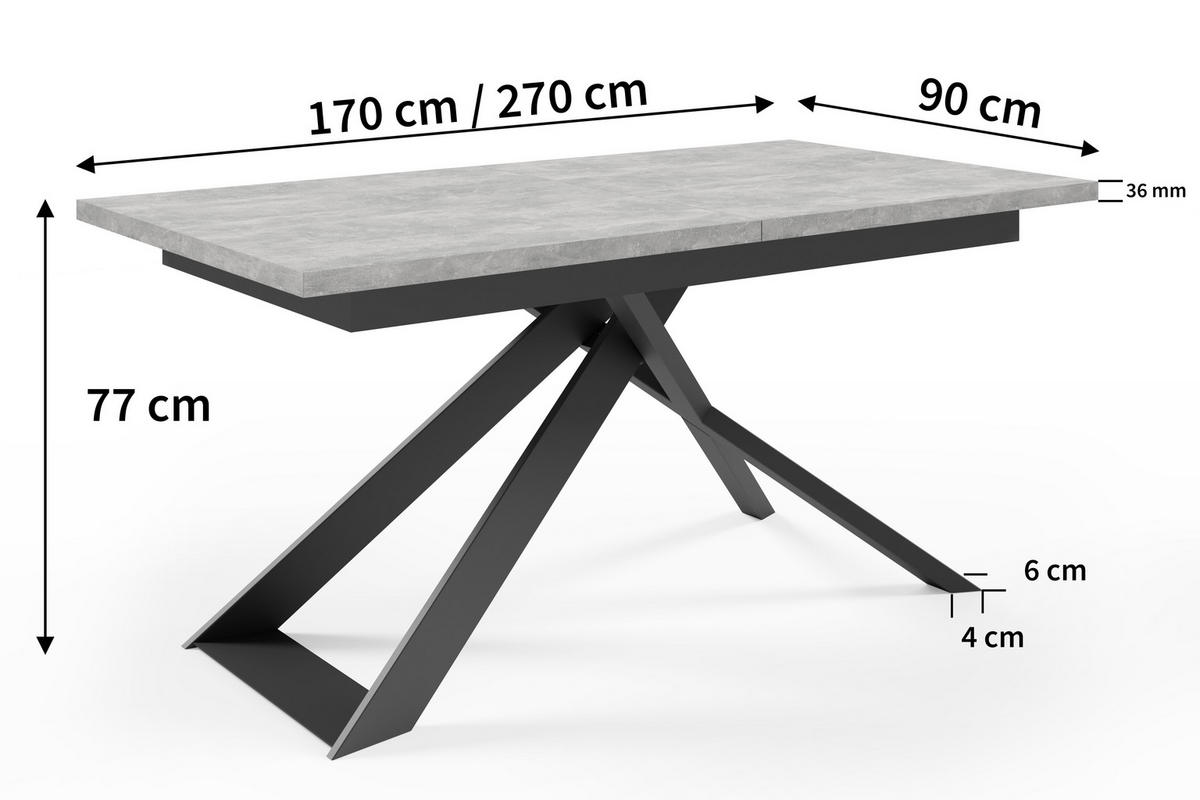 ESSTISCH DANTE Ausziehbar 170 - 270 / 90 x 77 cm - Schwarz/Grau, Holz (170/90/77cm) - MASSENO