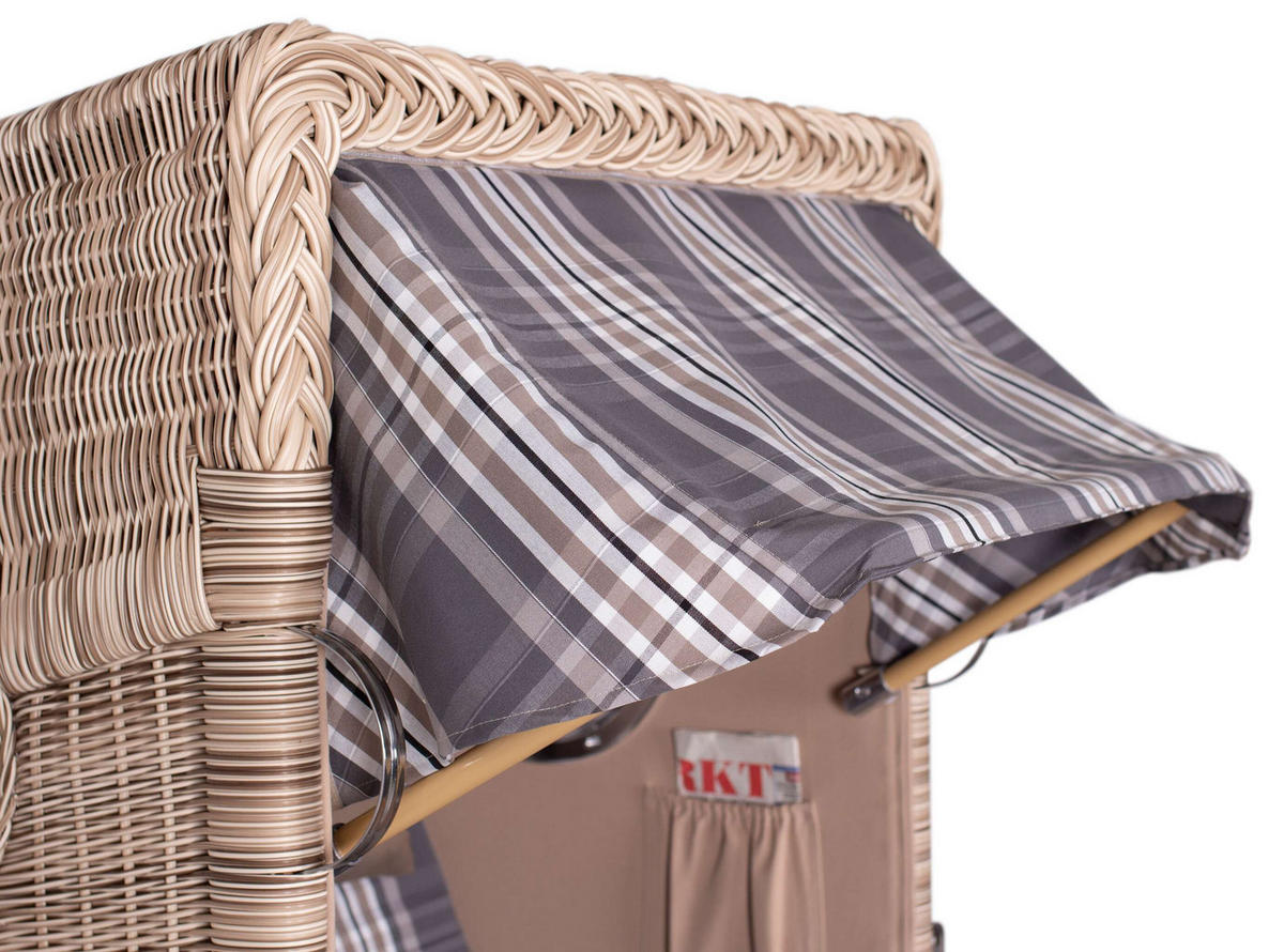 STRANDKORB Düne 1-Sitzer Teak 522 - Braun/Grau, Holz/Textil (98/165/80cm) - Mr. Deko