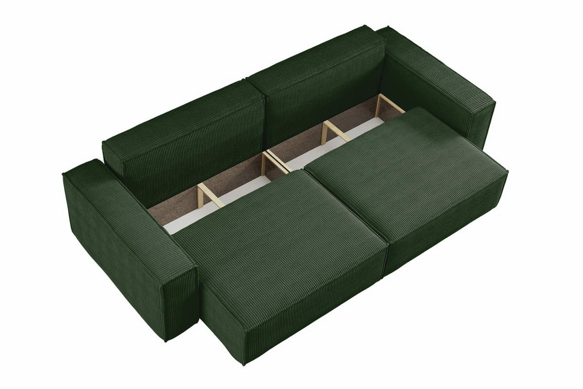 SCHLAFSOFA HUGO, Sofa mit Schlaffunktion und Bettkasten, Farbe: Grün, Cordstoff - Grün, Textil (244/83/98cm) - VENASI MÖBEL