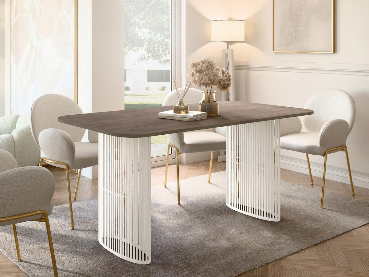 ESSTISCH Arcadia Cashmere 160 - Kaschmir/Eichefarben, Holzwerkstoff/Metall (90/160/76cm) - MIRJAN24