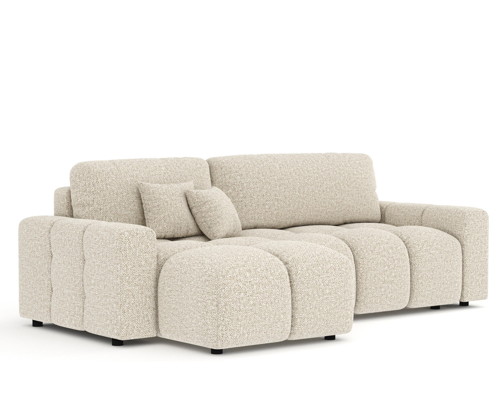 ECKSOFA MIT SCHLAFFUNKTION Ucci Beige Plüschstoff - Beige/Schwarz, Holz/Holzwerkstoff (233/142cm) - Maison de Reve