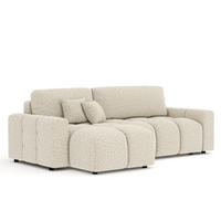 ECKSOFA MIT SCHLAFFUNKTION Ucci Beige Plüschstoff - Beige/Schwarz, Holz/Holzwerkstoff (233/142cm) - Maison de Reve
