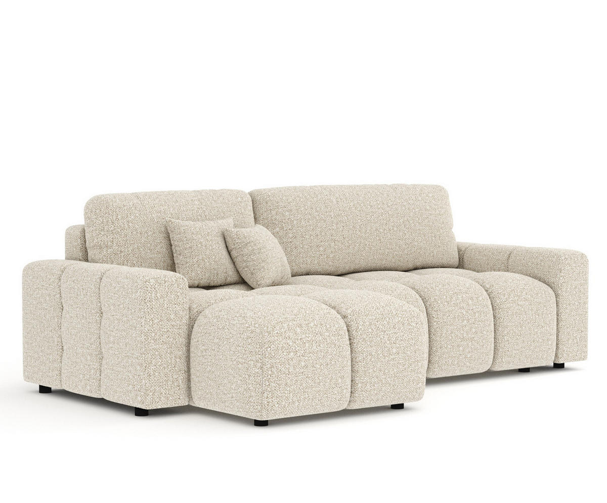 ECKSOFA MIT SCHLAFFUNKTION Ucci Beige Plüschstoff - Beige/Schwarz, Holz/Holzwerkstoff (233/142cm) - Maison de Reve