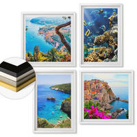 WANDBILDER 4er-Set - 50x50 cm & 40x60 cm Weißer Rahmen - Meerblick, farbenfrohe Häuser - Weiß, Kunststoff (50/50cm) - ArtPrintCave