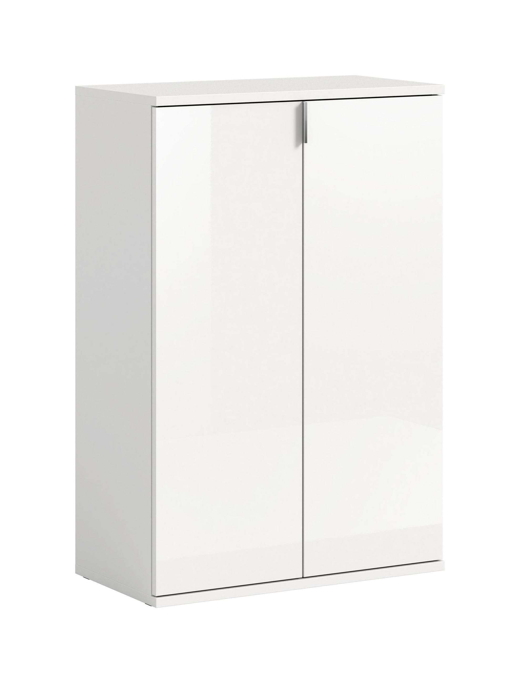 SCHUHKOMMODE Projekt X Garderobe in weiß Nachbildung und weiß hochglanz B/H/T: 61x99x34 cm - Weiß, Holzwerkstoff (61/99/34cm)