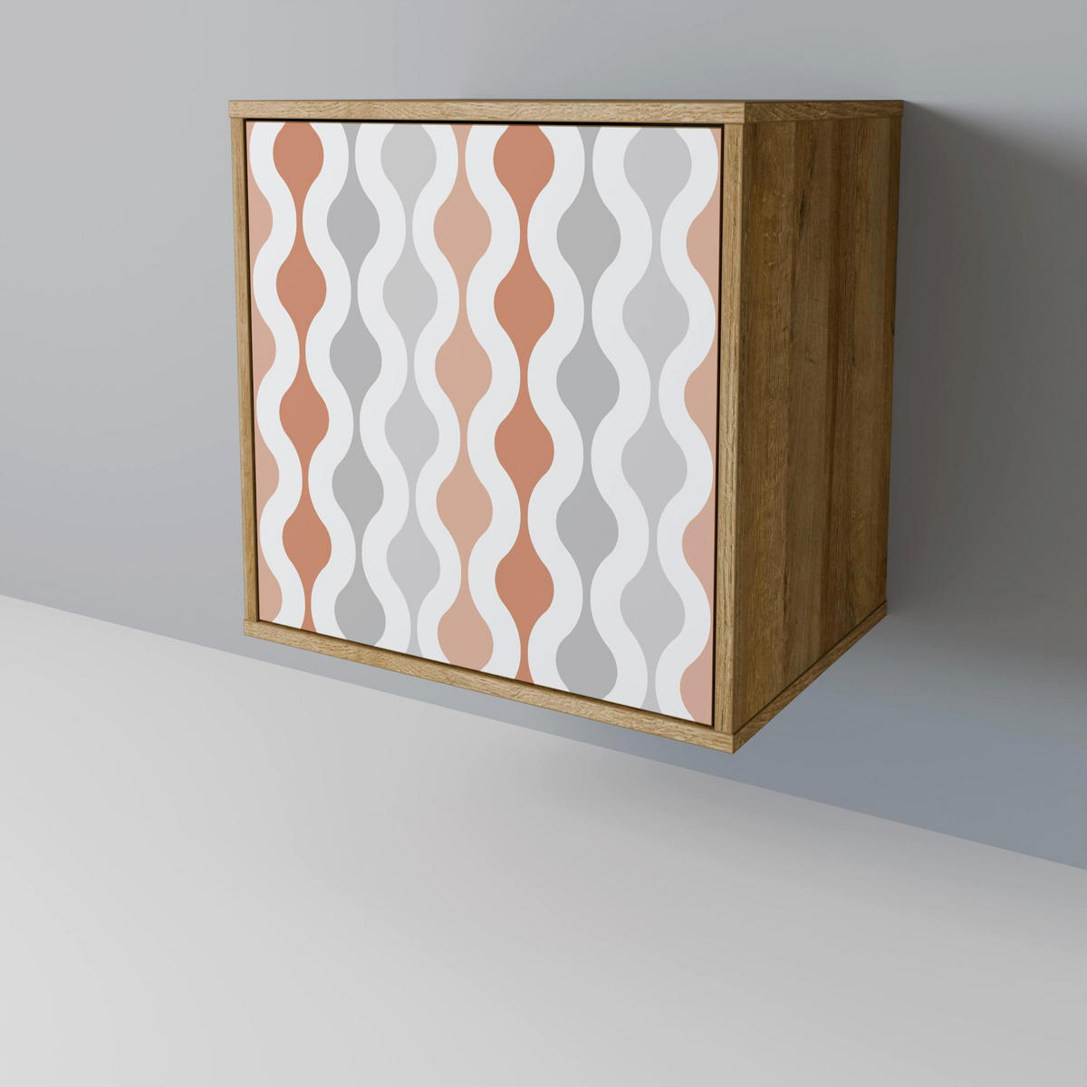 SIDEBOARD HAZY NOSTALGIA, Eichefarben, 57,5x42x67,5 cm, Schwarze Metall-Rahmenfüße - Eichefarben/Multicolor, Holzwerkstoff/Metall (57.5/67.5/42cm) - SpaceRebels