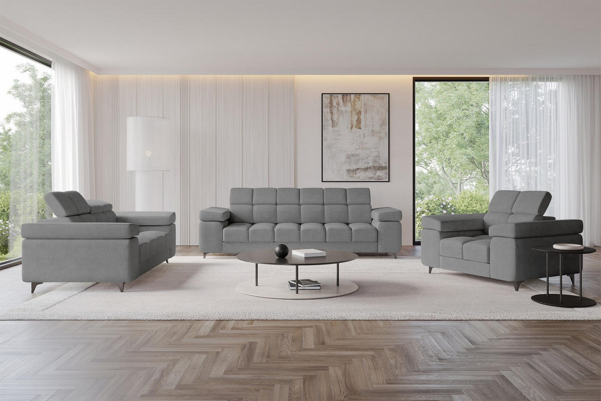 SOFA 2-Sitzer LORD-S1 194x97x90 cm Grau Samt - Taupe, Holzwerkstoff/Textil (194/90/97cm) - ALTDECOR