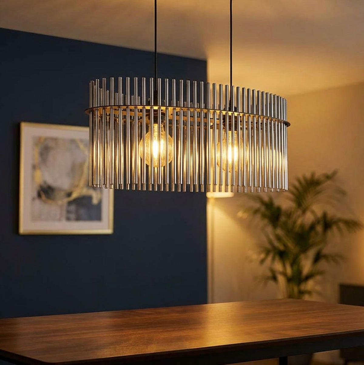 LED HÄNGELEUCHTE Glasstäbe Grau Schwarz Matt - Grau, Glas (60/23/140cm) - Globo Lighting