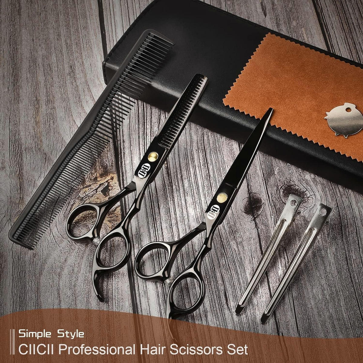 FRISEURSCHEREN Set 8-teilig 6,7 Zoll Schwarz - Schwarz, Metall (5.9/1.5/17cm)