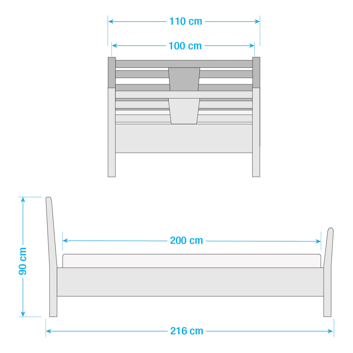 MASSIVHOLZBETT - Kernbuche massiv - Kernbuche, Holz (100/200cm) - home24