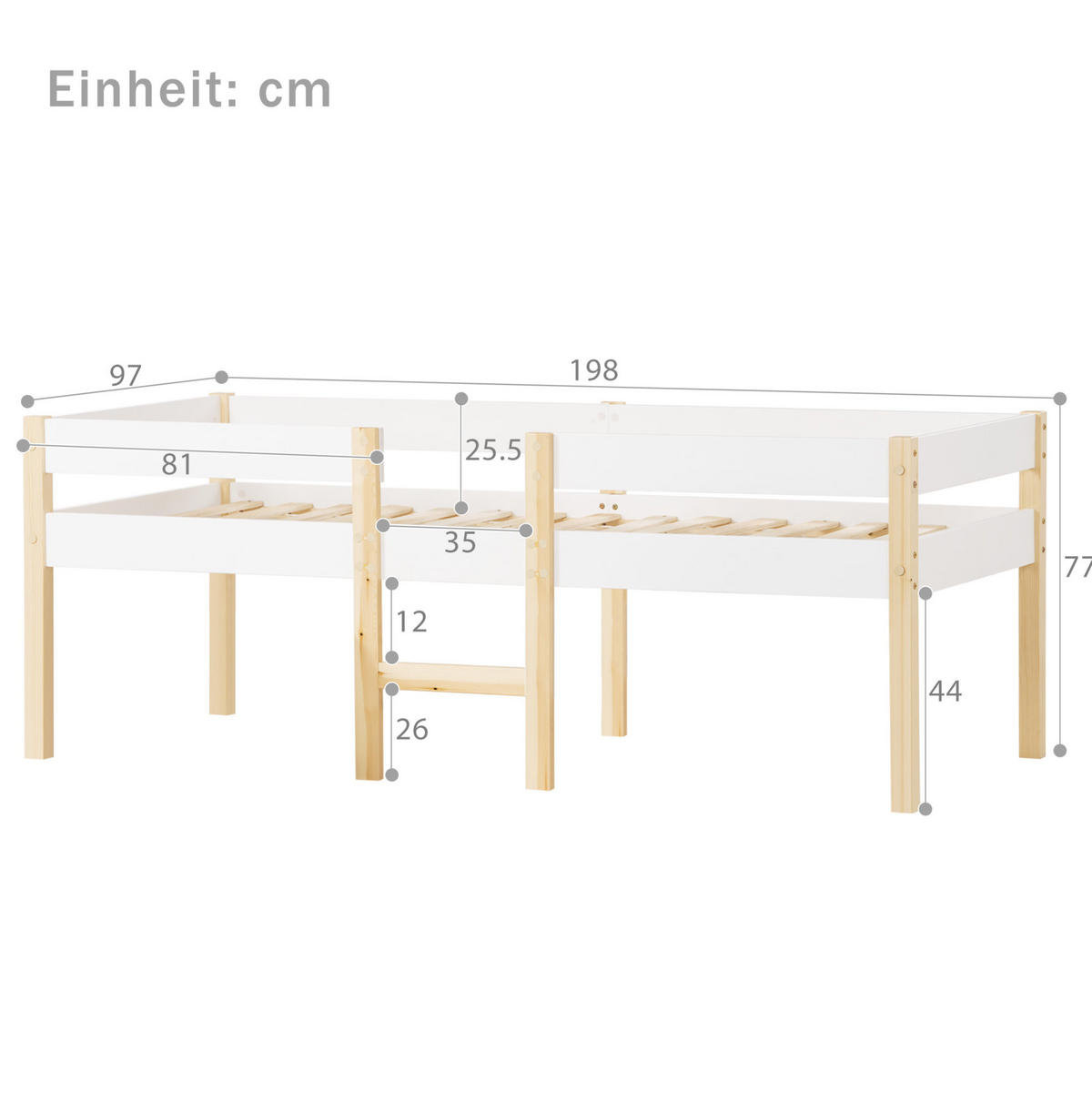 HAUSBETT 90/190 cm Weiß aus Kiefer-Massivholz mit Rausfallschutz - Weiß, Holz (90/200cm) - OKMYHOME
