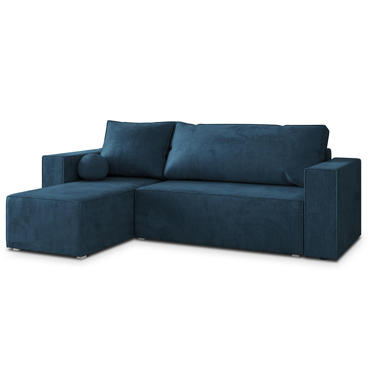 ROHOVÁ SEDAČKA RAVELO modrá - šedá/modrá, dřevo/textil (240/140cm) - MASSENO