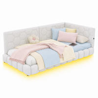 POLSTERBETT 90/200 mit 16-farbiger LED, USB-Anschluss und Type-C in Weiß - Weiß, Holzwerkstoff/Textil (90/200cm) - EVRYAE