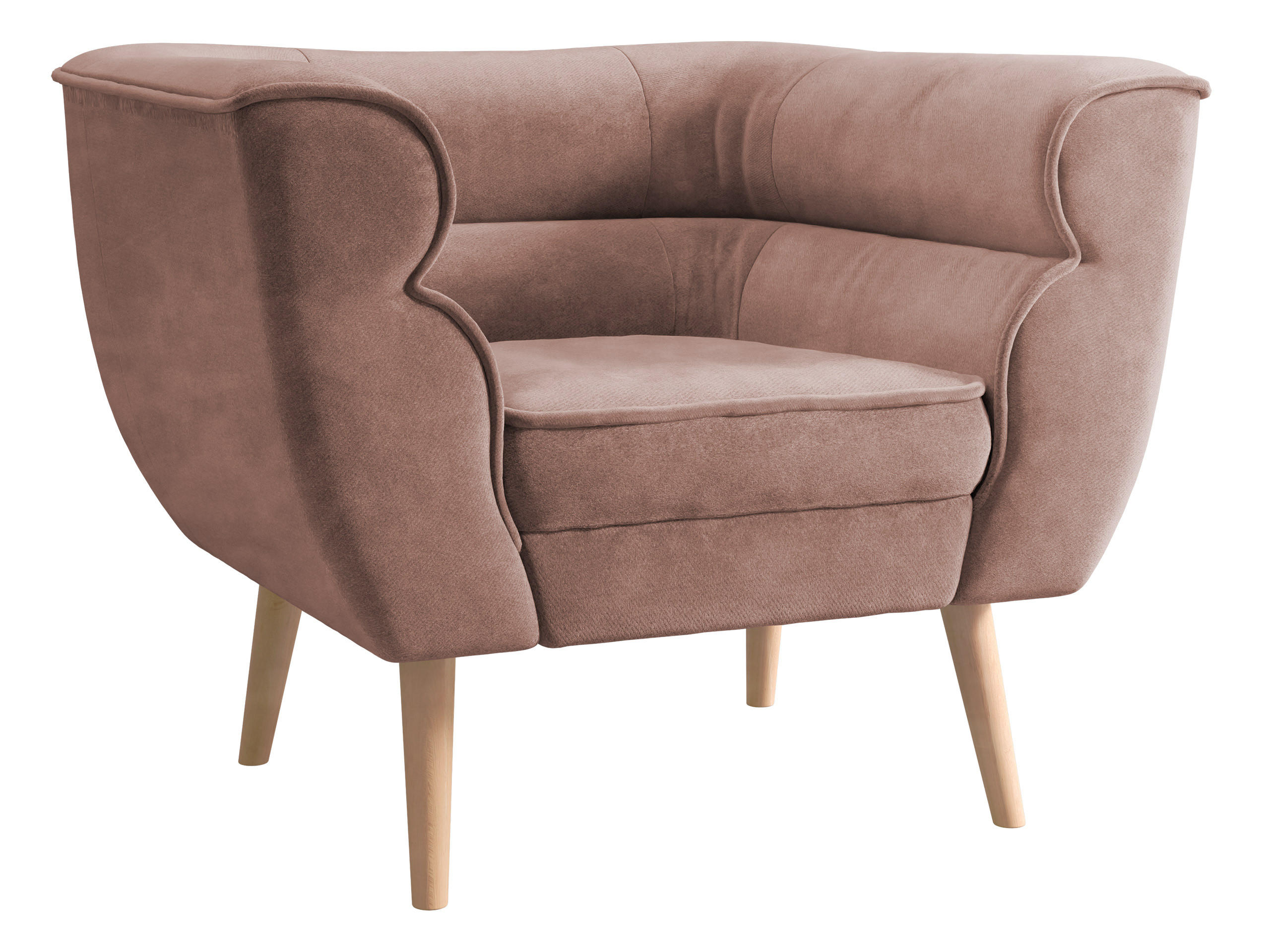 SESSEL Bal 1 - Naturfarben/Rosa, Holz/Textil (82/75/74cm) - MIRJAN24