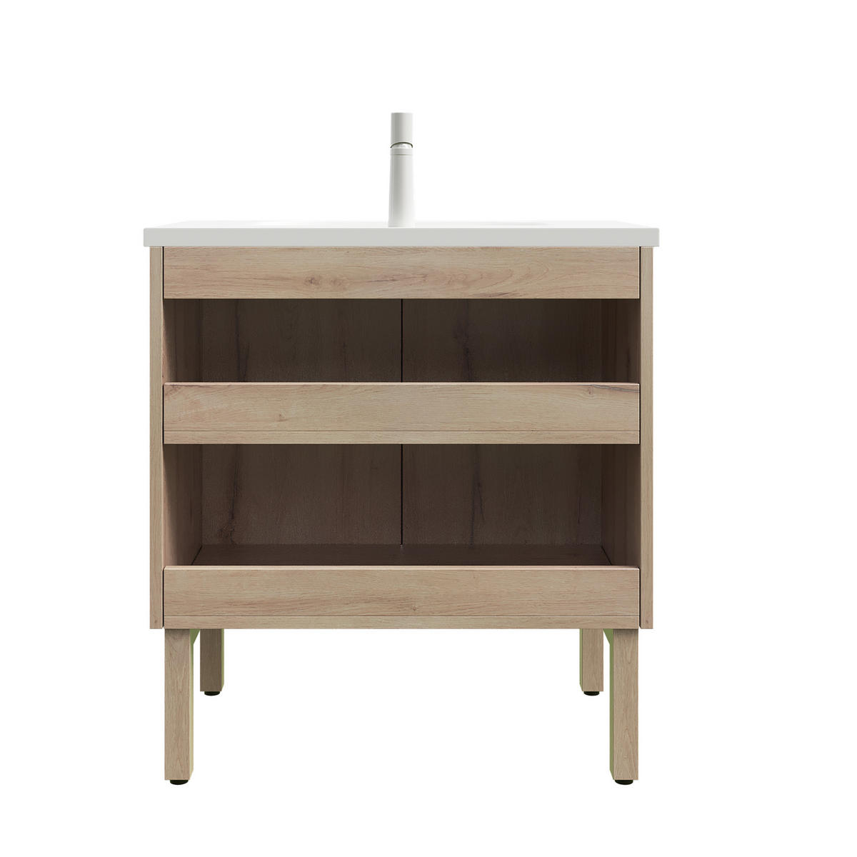 WASCHTISCH Eichefarben/Weiß 80.5/46.5/88 cm - Weiß, Holz (80.5/88/46.5cm) - PANGIVO
