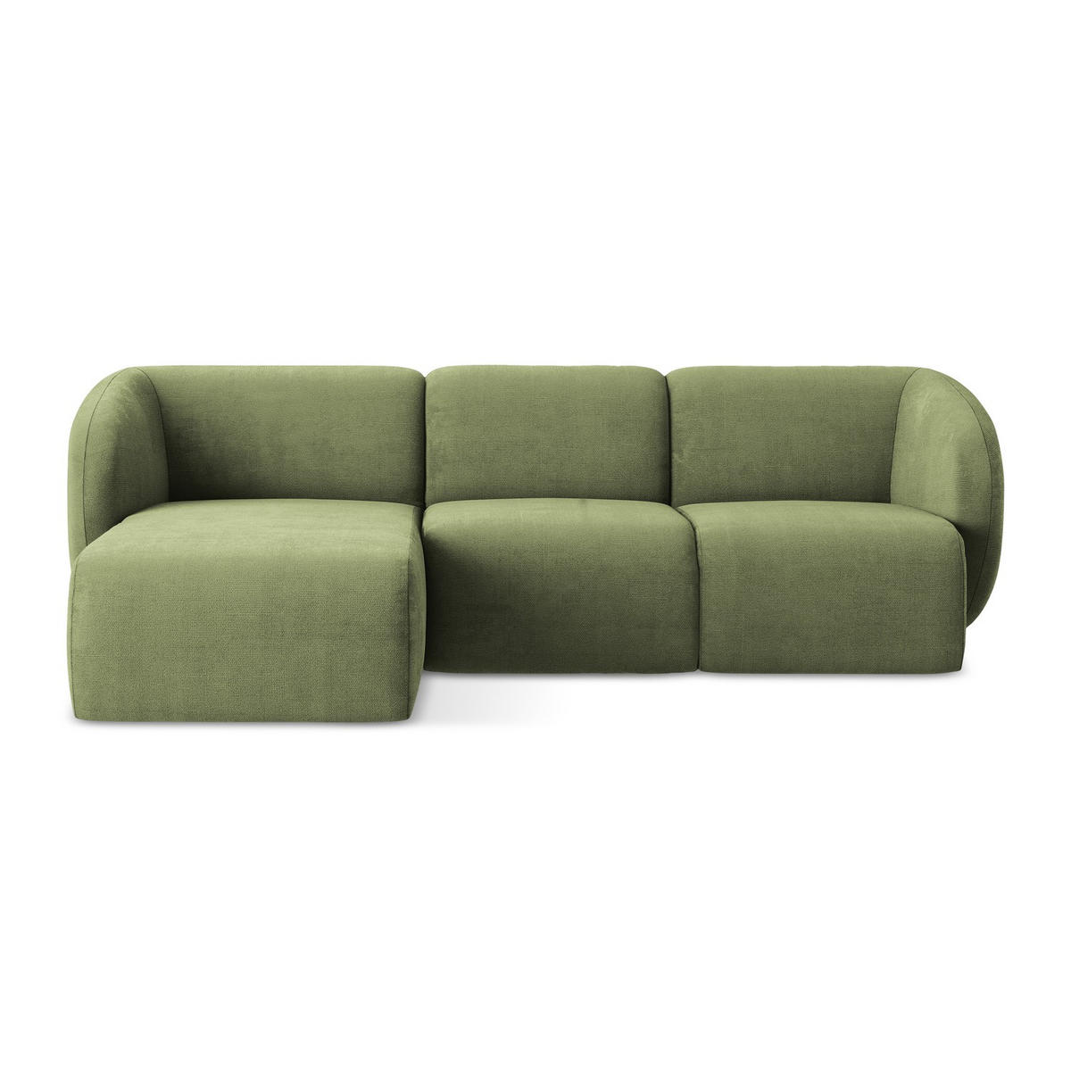 ECKSOFA Links Chenille Stoff Grün - Schwarz/Grün, Holzwerkstoff/Kunststoff (248/166cm) - LaMiaSofa