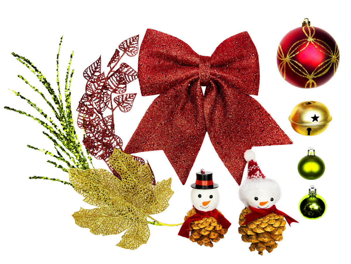LAALU WEIHNACHTSBAUM geschmückt künstlich SNOWBIRD II 60 cm mit LED-Beleuchtung IN FLOWER - Rot/Goldfarben, Kunststoff (60cm) - LAALU