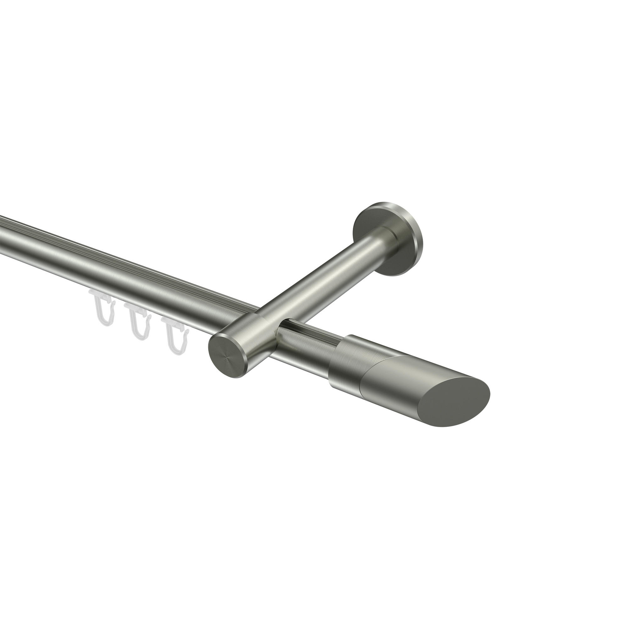 INNENLAUF-GARDINENSTANGEN-SET Prestige Verano 600 cm (geteilt in 3 x 200 cm), 1-läufig, 20 mm Ø Edelstahl-Optik - Edelstahlfarben/Silberfarben, Metall (600cm) - INTERDECO