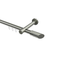 INNENLAUF-GARDINENSTANGEN-SET Prestige Verano 400 cm (geteilt in 2 x 200 cm), 1-läufig, 20 mm Ø Edelstahl-Optik - Edelstahlfarben/Silberfarben, Metall (400cm) - INTERDECO
