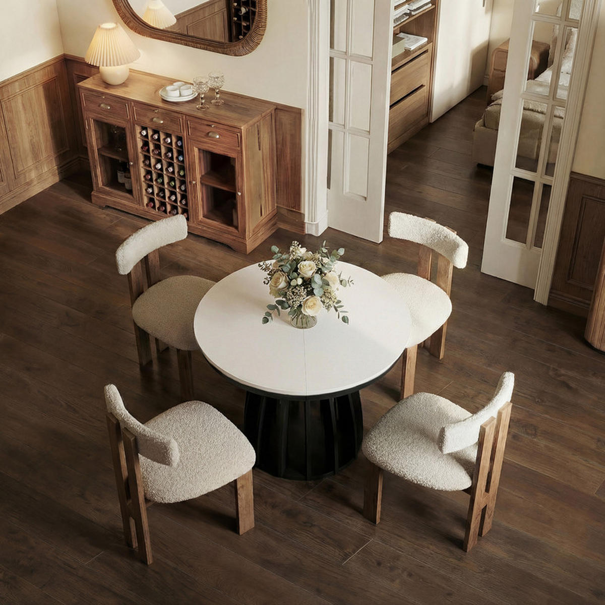 AUSZIEHTISCH VENO 100-180/76 cm Weiß / Schwarz matt - Weiß, Holzwerkstoff (100/100/76cm) - Idohome