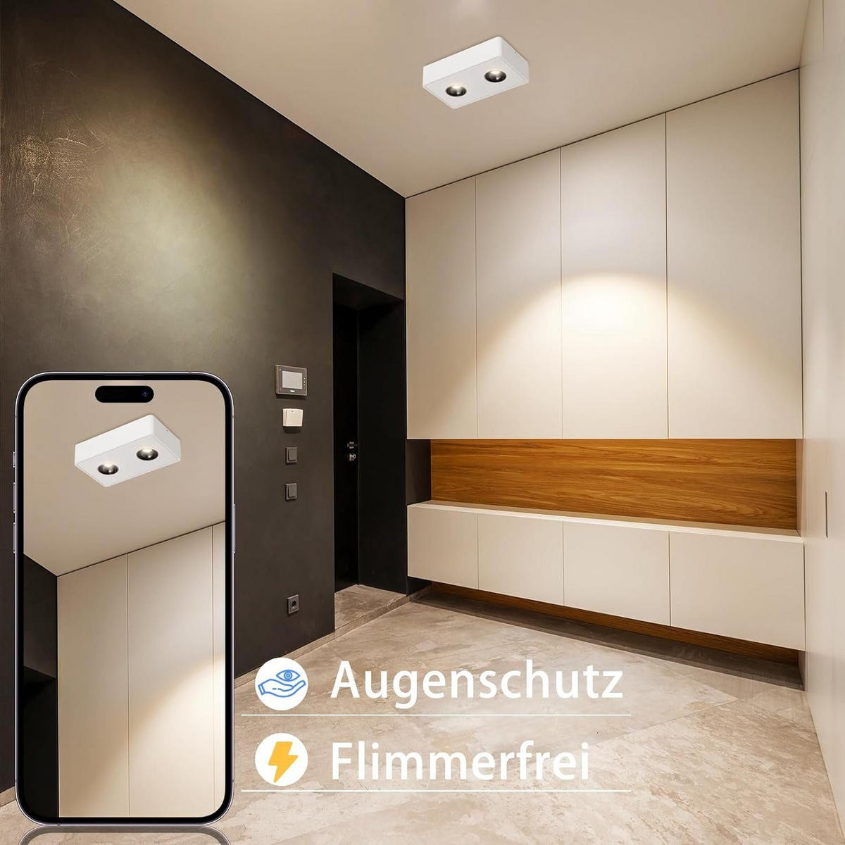 LED-DECKENLEUCHTE Traum 23/14/6 cm - Weiß, Metall (23/14/6cm) - Nettlife