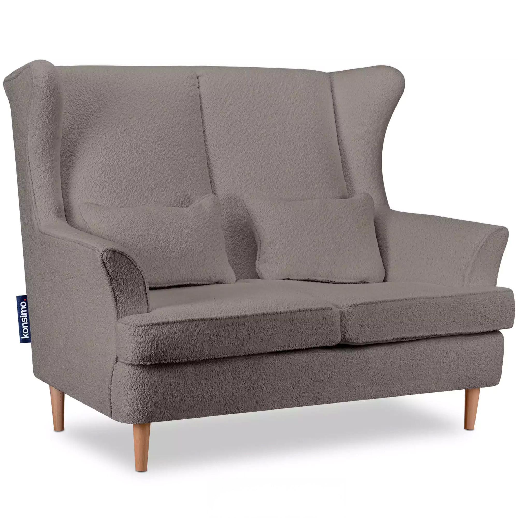 DOPPELSESSEL STRALIS Klassische Stil, Beige - Graubraun, Textil (136/106/96cm) - KONSIMO®