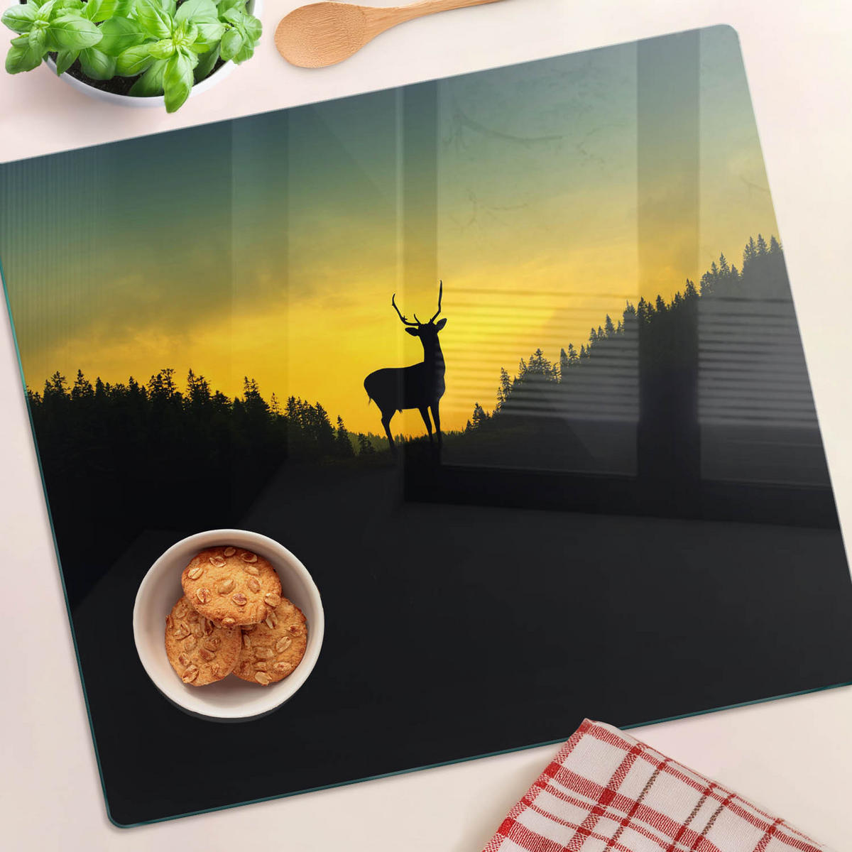 GLASPLATTE 60x52 cm Reh - Gelb, Glas (60/0.4/52cm) - TULUP