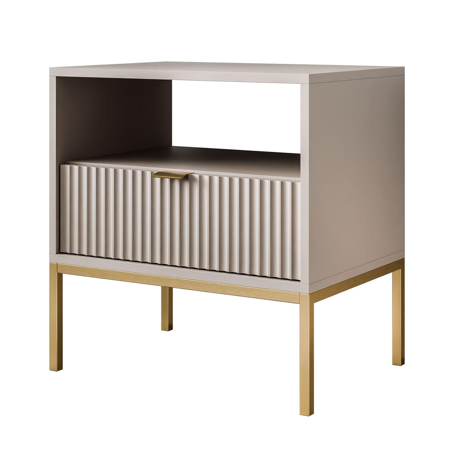 NACHTTISCH CORTADO GOLD S54 KASCHMIR - Beige, Holzwerkstoff (54/56/39cm) - Lookway