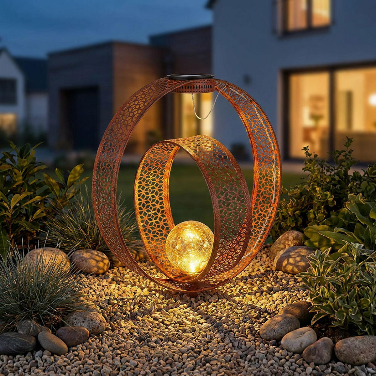 2X LED AUSSENLEUCHTE Solarleuchte Braun - Braun, Glas (30/20/42cm) - Globo Lighting