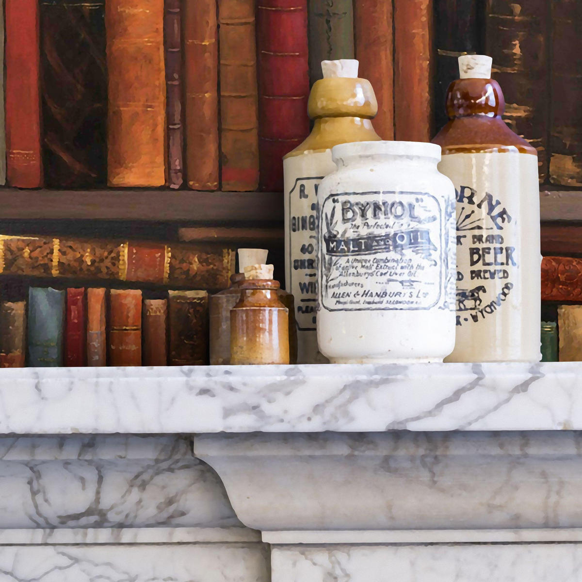 TAPETE Bibliothek aus echtem Papier, 200x280cm, 8 Bögen - Braun, Papier (200/280cm) - WALLPAPERS4BEGINNERS