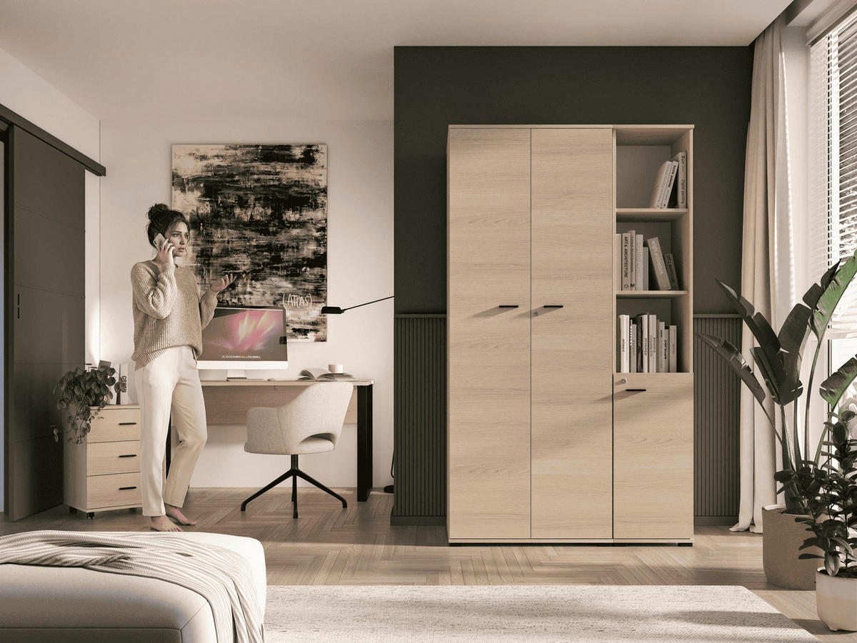 KLEIDERSCHRANK – 79 cm – Odelis – Schwarz / Eichefarben - Eichefarben/Schwarz, Holzwerkstoff (79/203/51cm) - hi-markt