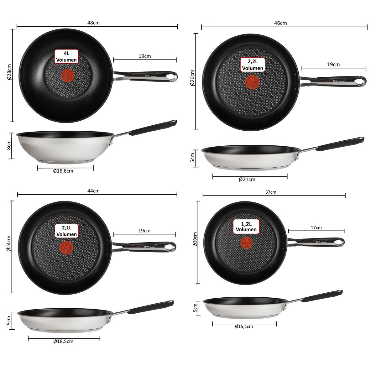 PFANNEN-SET E76 Jamie Oliver Silber 7-Teilig - Silberfarben, Metall - Tefal