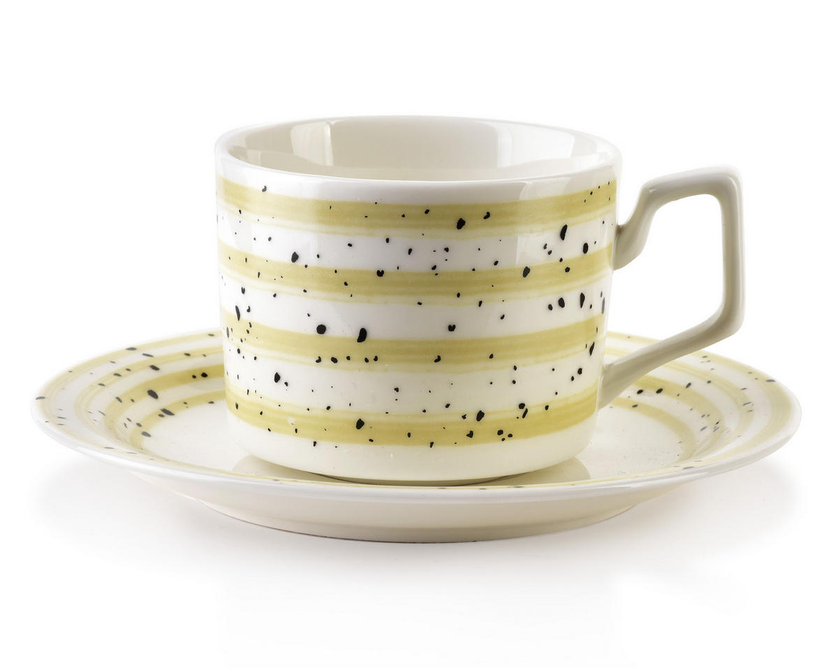 TASSE Joy beige 6er Set 42/18/7 cm Porzellan - Beige, Keramik (0.21L) - Mondex