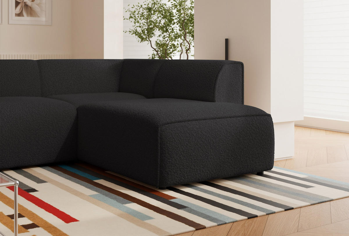 ECKSOFA ZAVO Feiner Mischstoff in Anthrazit - Anthrazit, Holzwerkstoff/Kunststoff (310/218cm) - Idohome