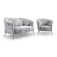 SITZGARNITUR Adria 2+1 - Goldfarben/Grau, Holzwerkstoff/Textil (242/78/83cm) - Ravio