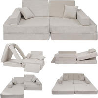 KINDERSOFA Cordsamt Grau - Grau, Textil (160/24/80cm) - AngeLove