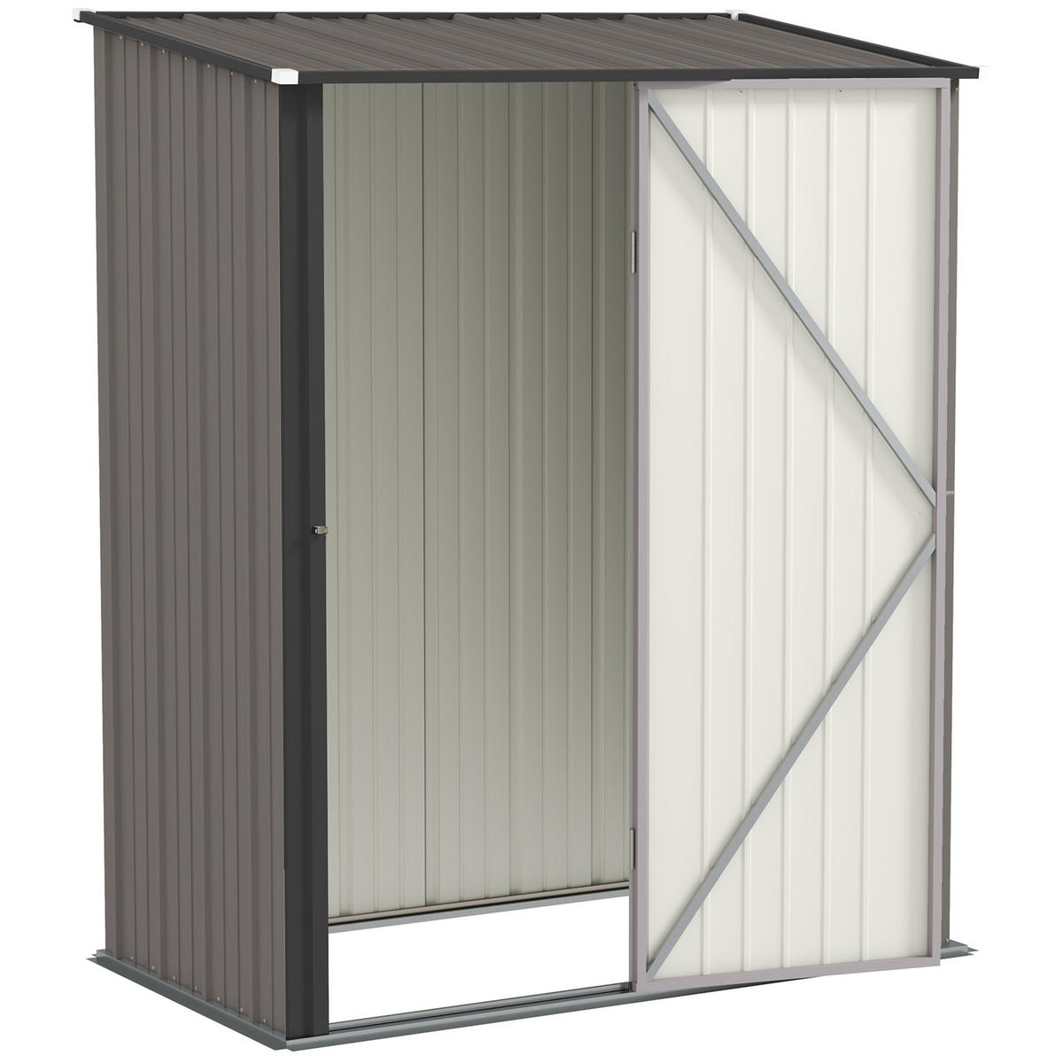 GARTENSCHUPPEN DE-08137 verschließbare Tür, wetterbeständig Schwarz - Hellgrau, Metall (94.5/196/161.5cm) - ComfortXL