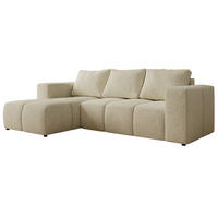 ROHOVÁ SEDAČKA MONIVA L - Krémová Strukturovaná látka - Levá Strana - černá/krémová, textil/plast (164/266cm) - MKS