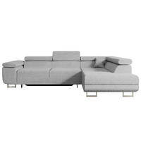 ECKSOFA mit Schlaffunktion und Bettkasten GUSA-L 272x202x107 cm Grau Bouclé - Silberfarben/Hellgrau, Holzwerkstoff/Textil (272/202cm) - ALTDECOR