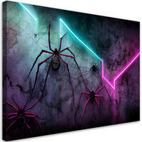 WANDBILD spinne neon abstraktion - Lila, Textil (60/40cm) - Feeby