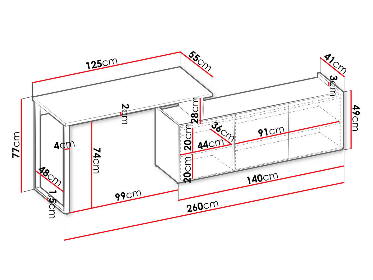 SCHREIBTISCH Sigma 3D SG10 - Kaschmir/Trüffeleichefarben, Holzwerkstoff/Metall (55/260/77cm) - MIRJAN24